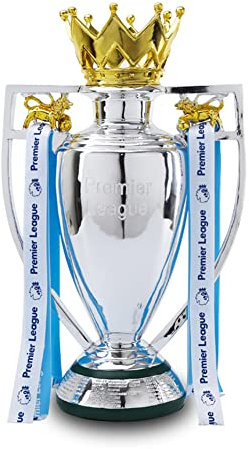YYDSTES Réplique Du Trophée De La Coupe Barclays De Football Avec Ruban De Couleur Trophées Des Champion De La Ligue Anglaise Décoration De La Maison Ornements D'Affichage ComméMoratifs En Résine,16cm