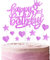 11pcs Happy 3rd Birthday Cake Toppers, Hot Pink Cake Cupcake Toppers for Cake, Glitter Heart Stars Cake Toppers, Birthday Gift, Personalised Cake Topper for Girls Babies 3rd Birthday Cake Decorations