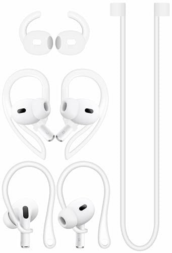 A-Focus Anti-Rutsch-Set für AirPods Pro 2. Silikon-Ohrbügel, ergonomisches Design, Flügel, Flügelspitze, Ohrpolster, Zubehör, kompatibel mit AirPods Pro 2, Weiß