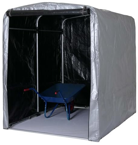 Mendler Gerätehaus HWC-N61, Gartenschuppen Geräteschuppen Gartenhaus, Alu UV-Schutz wasserfest, 201x157x201cm - Silber