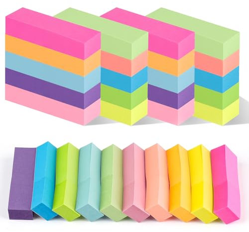 2000 Blatt Haftnotizen Kleine, 20 Stück Farbige Sticky Notes, Klebezettel 15 x 50mm, Selbstklebende Notizzettel Klebend für Büro Zuhause Schule Sitzung (10 Farben)