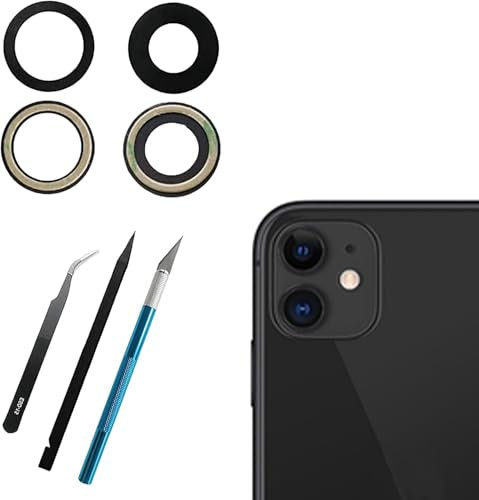 Lente de Cristal de Repuesto para cámara Trasera para iPhone 11 con Adhesivo preinstalado y Kit de Herramientas de reparación, antiarañazos y Resistente al Agua.