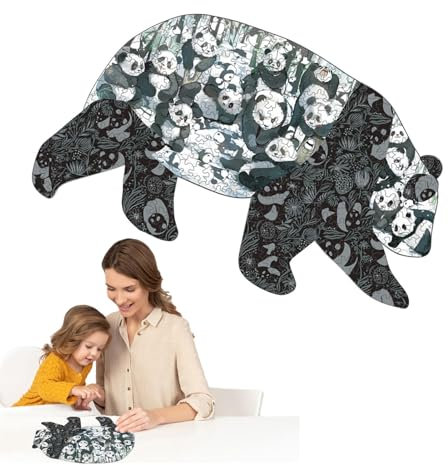 Panda-Puzzle für Erwachsene, Holzpuzzle für Erwachsene, einzigartige Holzpuzzle in Panda-Form, 300-teiliges Puzzle-Set