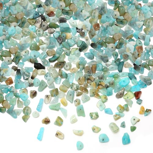 400 Pcs Blue Crystal Stone Beads 5-8 mm, Quartz Crystal Chips, Irregular Natural Gemstone Chips with Holes for Jewellery Making DIY Crafting