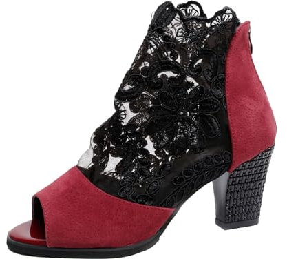 Generisch Carnevale Stivali Minimalistici con Cerniera Laterale per Donna, Stivaletti, Stivali Corti, Scarpe Singole, Scarpe Casual Donna, Pelle Di Agnello Jack, Colore: rosso, 38 EU