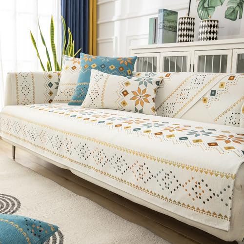 Nitoope Bohème Stil Sofa Überzug Sofabezug, Chenille Couch überzug Sofa Sitzkissenbezug, Sofaschoner rutschfest, Sofabezug 1 2 3 Sitzer Couch überzug, Einfache und schöne Muster, für Wohnzimmer