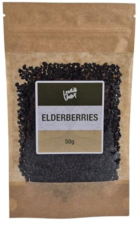 Lowhill Valley Elderberries – Whole Dried Sambucus Nigra Berries for Immune Support, Respiratory and Digestive Aid - Deep Fruity Flavour - 100% Natural Loose Herbal Tea - 50g