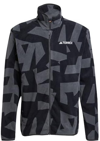 adidas Men's Terrex Multi Printed Full Zip Fleece Jacket, Black/Carbon, S
