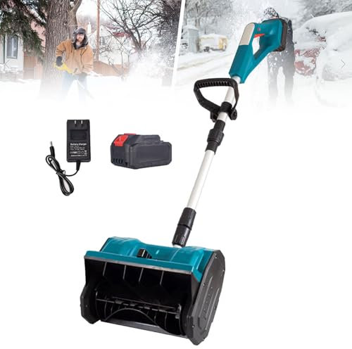 Pala quitanieves eléctrica inalámbrica, quitanieves a batería de 21 V y 4 Ah, camino de limpieza de 13 x 7,8, distancia de lanzamiento de 26', soplador de nieve portátil con batería,1Battery