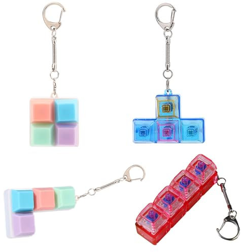 4 Pcs Keyboard Fidget Toy, Fidget Keyboard, Desk Toys Skin Picking Fidget Toys with Lamp Funny Button Fidget Toy for to Relief Stress Pass The Time Decompression Gift for Boys Girls