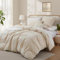 Gezu Housse de Couette Coton 240x220cm Beige Coton Certification Oeko-TEX Adulte Ado Uni Parure de Lit Unie en Coton Housse Couette 220x240 Linge de Lit avec Fermeture éclair et 1Taies d'oreiller