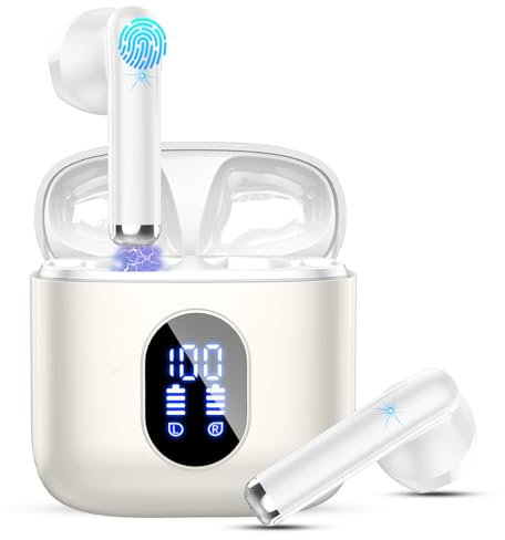 Cuffie Bluetooth 5.4, Mini Auricolari Bluetooth Stereo HiFi, 4 HD Mic Cuffie Wireless In Ear con ENC Cancellazione Rumore, 30H Cuffie Senza Filo LED Display, IP7 Impermeabili Cuffiette per Android/iOS