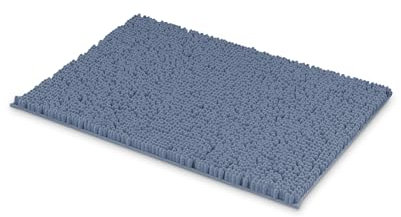 MEGAROOM Chenille Badematte rutschfest - Ultra-weich & hochsaugfähig - Antirutsch Badezimmerteppich waschbar - Luxus Duschvorleger für Badezimmer, WC, Wohnzimmer, Schlafzimmer, 80x50 cm, Nebelblau