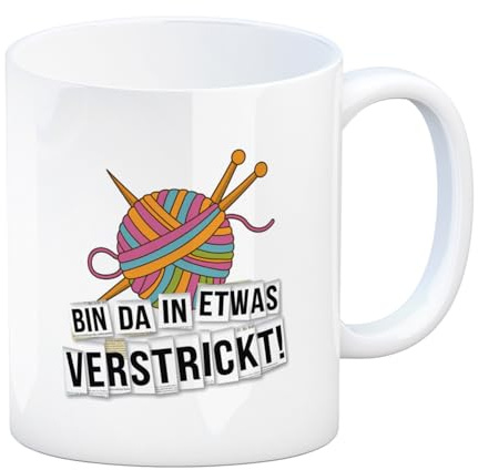 speecheese Kaffeebecher Bin da in etwas verstrickt mit Wolle Stricknadeln | und