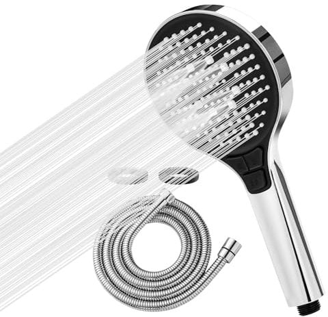Colist Soffione doccia e tubo flessibile da 2 m, soffione doccia ad alta pressione con 6 modalità di spruzzo, design turbo che aumenta la potenza per bassa pressione dell'acqua
