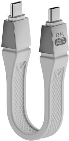 80Gbps USB Type C Cable, Short USB 4 2.0 240W, Gen 4 Data Cable Support 120Gbps Bandwidth Boost And 16@30Hz 8K@60Hz Compatible with Thunderbolt 4/5, SSD, MacBook M4 Pro/Max, Dock,eGPU (13cm)