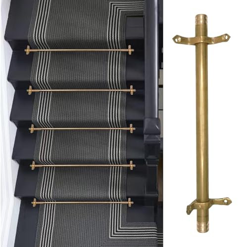 Rutschfester Treppenteppich Dekostab, Messing Treppenstangen Treppenteppich Stangen, Treppenläufer Stangen mit Befestigungsschrauben