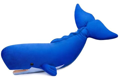 RLOMUTE 20.8 Zoll blau Pottwal-Plüschtier Wal Meerestiere realistisches Tierspielzeugkissen kuscheliges Begleiter Schlafzimmer Heimdekoration Sammlergeschenk für Kinder Jungen Mädchen