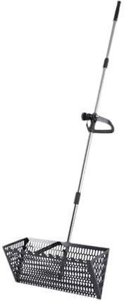 Milageto Rake de Arena, Profunda, Premium, tamizado, Multifuncional fácil limpiadora Mango telescópico de Acero Carbono de Playa, Negro