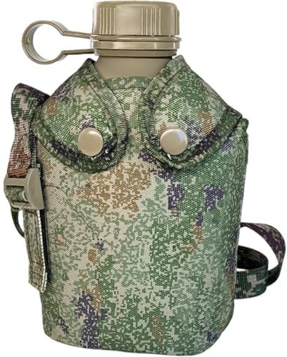 1l Army Hip Flask Water Bottle Portable Camping Water Canteen Aluminum Wine Pot Water Bottle Military Canteen for Outdoor Hiking Survival