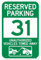 Panneau de sécurité « Reserved Parking Number 31 » - Vert - Véhicules non autorisés remorqués - Panneau de sécurité en métal - 20,3 x 30,5 cm - Avertissement transparent pour la maison et les