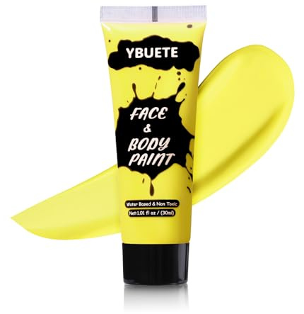 YBUETE Yellow Cream Face Body Paint for Adults Halloween Cosplay SFX Makeup | Professional Paint for Costume Party, Full-coverage Multi-Color Makeup Blendable Body Painting for Adults SFX Makeup Paint