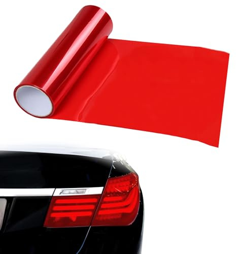 1 Rolle Scheinwerferfolie,Rote Folie Transparent,Cellophanfolie,Tönungsfolie Auto,Carbon Folie Rot,Klebefolie Rot,Scheinwerfer Folie,Zuschneidbar,Selbstklebend,Auto-Rücklichttönungsfolie