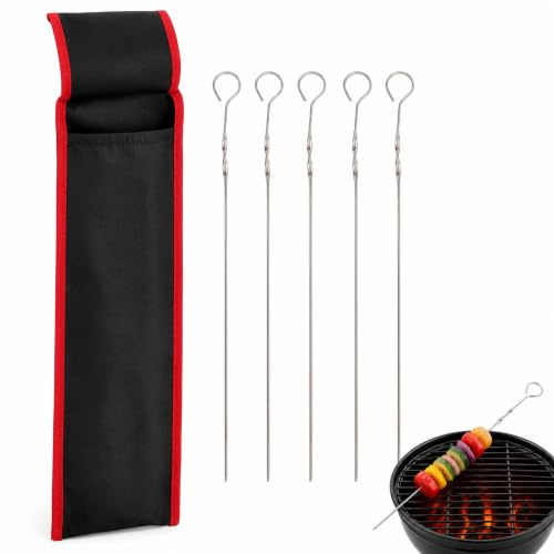 JECOMPRIS Waterproof Oxford Cloth Skewer Storage Bag for Grill Utensils, Easy to Carry and Clean, for Camping and Barbecues, Stylish Outdoor BBQ Tool Organizer Pouch