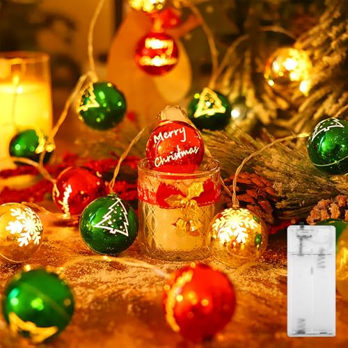 Kaleora LED Weihnachtskugel Lichterkette, 1,5M 10 LED Weihnachtskugeln Lichterkette Batteriebetrieben, Warmweiß Weihnachtsbeleuchtung für Weihnachtsdeko, Weihnachtsbaum, Schlafzimmer, Party