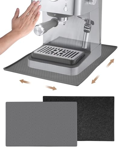 Unterlage Kaffeemaschine 48x30cm Silikonmatte mit Rand Kaffeevollautomat Matte für De Longhi Magnifica Philips LatteGo Siemens EQ6 Unterlage Coffee Mat, Grau