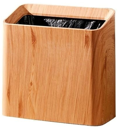 LiQENT-149 poubelle de cuisine Poubelle à grains de bois vintage, poubelle en plastique fine, corbeille déchets ouverte avec seau intérieur amovible for salle bain, cuisine, salon(Natural)