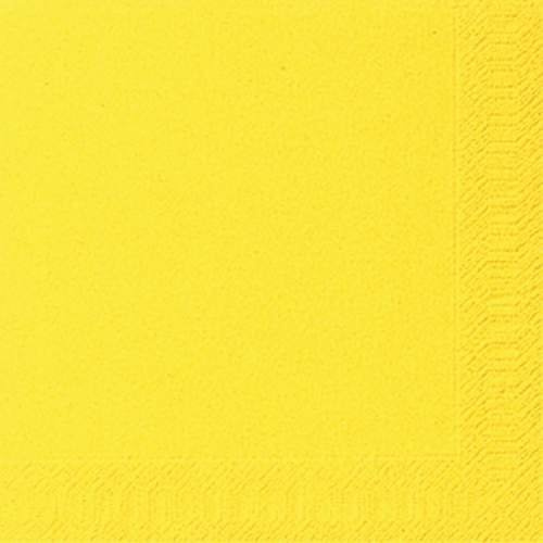 Duni Cocktail-Servietten 3lagig Tissue Uni gelb, 24 x 24 cm, 20 Stück