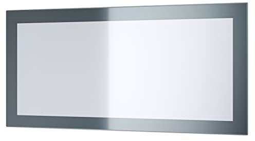 Vladon Spiegel Lima, Made in Germany, Wandspiegel mit Rahmen im modernen Stil, Grau Hochglanz (89 x 45 cm)