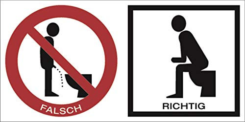 LEMAX® Aufkleber WC-Schild, Falsch - Richtig, 70 x 140 mm Folie selbstklebend 140x70mm