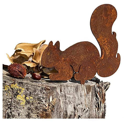 Crispe Baumdeko Sitzendes Eichhörnchen zum Anbringen an Baum, Holz in Edelrost