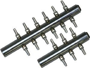 Pondh2o 8 Way Airline Gang Valve Manifold, Stainless Steel Air Pump Manifold 8 Ports for Aeration Distribution Air Flow Splitter Lever Control Valve for Koi Fish Ponds, Fish Tanks and Aquariums