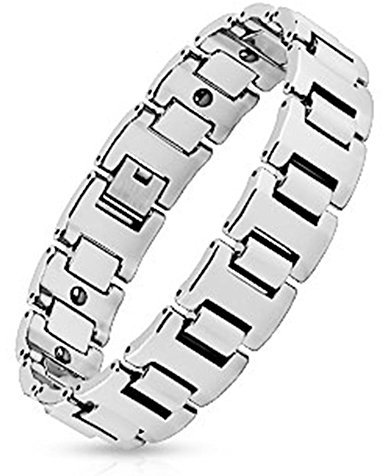 Paula & Fritz® Heavy Armband Silber Tungsten Wolfram H Link Länge Breite Dicke...