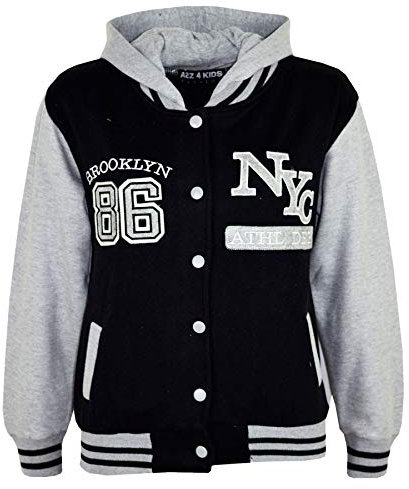 A2Z 4 Kids Unisex Kinder Mädchen Jungen Baseball Bequem NY ATHLETIC - NY Jacket Black 5-6