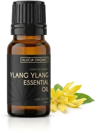 Alucia Organics Zertifiziertes Organisches Ätherisches Öl 10ml - Rein, natürlich, vegan, unverdünnt – zur Verwendung in Aromatherapie, Massagemischungen und Diffusoren (Ylang Ylang)