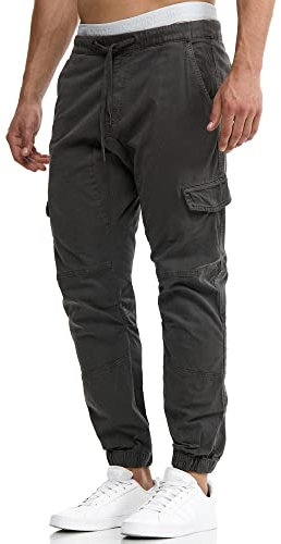 Indicode Herren Levy Cargohose aus Baumwolle mit 6 Taschen | Cargo Chino Hose Männer Raven, XL
