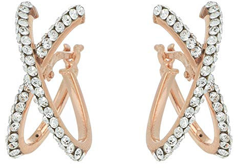 DelPia, Orecchini Donna a X in Oro 18kt e Argento Sterling 925 (Rosa, 11x19mm)