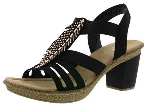 Rieker Frühjahr/ Sommer, Damen Sandalen, Schwarz (Schwarz 00), 37 EU (4 UK)
