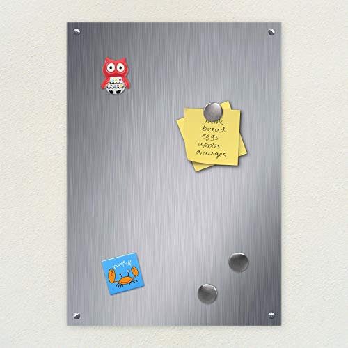 Brushed Stainless Steel Magnetic Notice Memo Board - Screw on (600x1000)