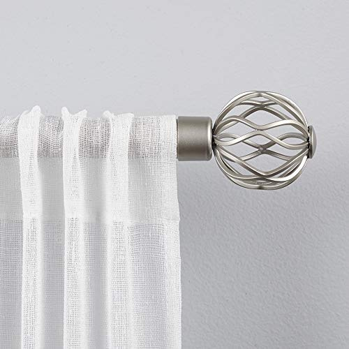Exclusive Home Vorhangstange und Endstück, Ogee, Eisen, Mattes Silber, 36 to 72