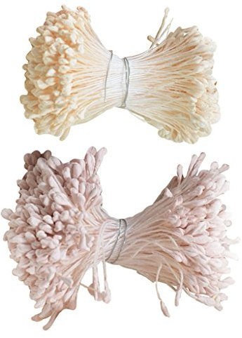 720 Stü 6 cm Künstliche Perle Doppelknospen Staubblatt Stempel Beige Und Rosa