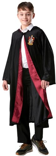 Rubies Official Harry Potter Gryffindor Deluxe Robe for Kids – Hooded Cloak with Crest & Satin Lining for Halloween, Age 14-16 Years