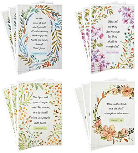 DaySpring - Tarjetas de condolencias religiosas surtidas, coronas florales (12 tarjetas con sobres)