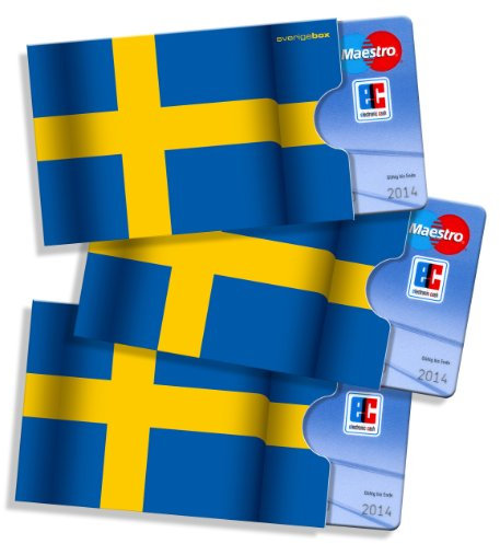 cardbox Motiv: Schweden Flagge/Schwedische Fahne /// 3er Set /// Ausweishüllen/Kartenhüllen/Führerscheinhüllen/Hüllen für alle Karten im Scheckkartenformat