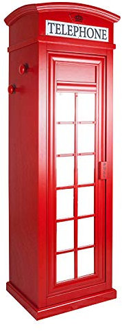 Dmora - Kleiderschrank London Telefonzelle mit 3 Regalen und Spiegeltür, Made in Italy, Schlafzimmer Kleiderschrank, cm 68x55h215, Farbe Rot