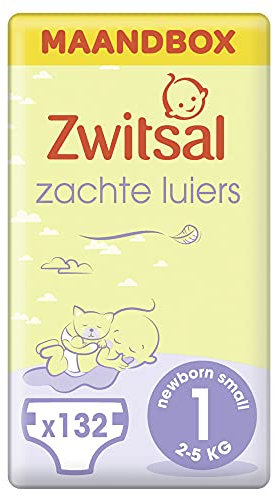 Zwitsal Windeln Newborn Small Größe 1 (2-5 kg), mit bequemer und weicher Passform - 3 x 44-132 Windeln